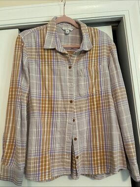 Signature Plaid Button-Down Shirt in Lavender and Camel